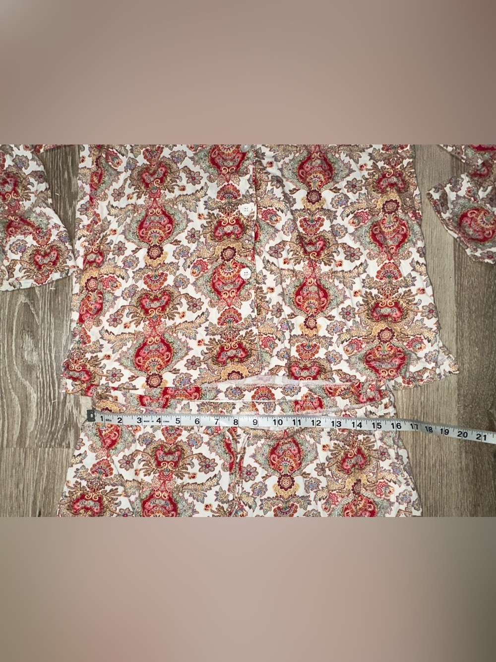 Lauren Ralph Lauren Paisley Pajama Set with Monogram Stitching Size Large - Picture 11 of 13